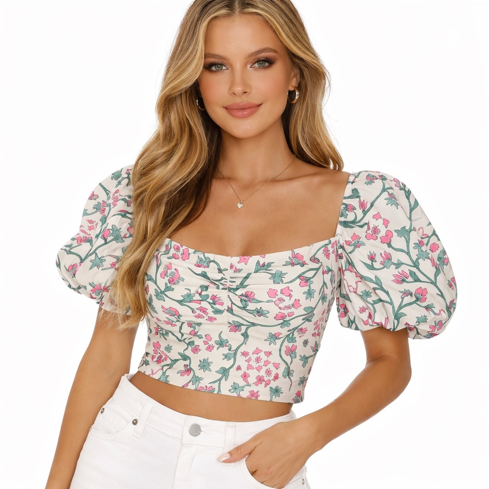 Abercrombie Puff Sleeve Emerson Top Size Small